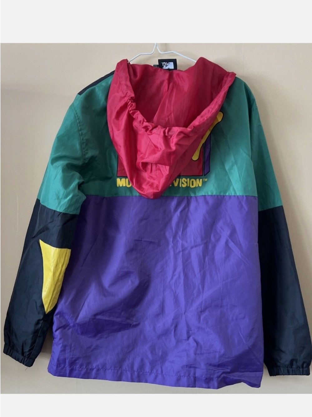MTV Vintage Colorblock Windbreaker Rain Jacket - Picture 2 of 4